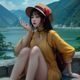 旅客陈小燕头像，年轻女性微笑，蜜月旅行纪念照背景